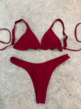 Zaful Red Triangle Bikini Set
